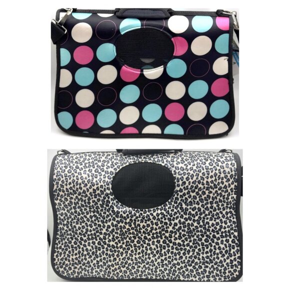 Dog Cat Carrier Animal Print Soft Sided Pets Portable Folding Polyester Bag - Picture 11 of 11